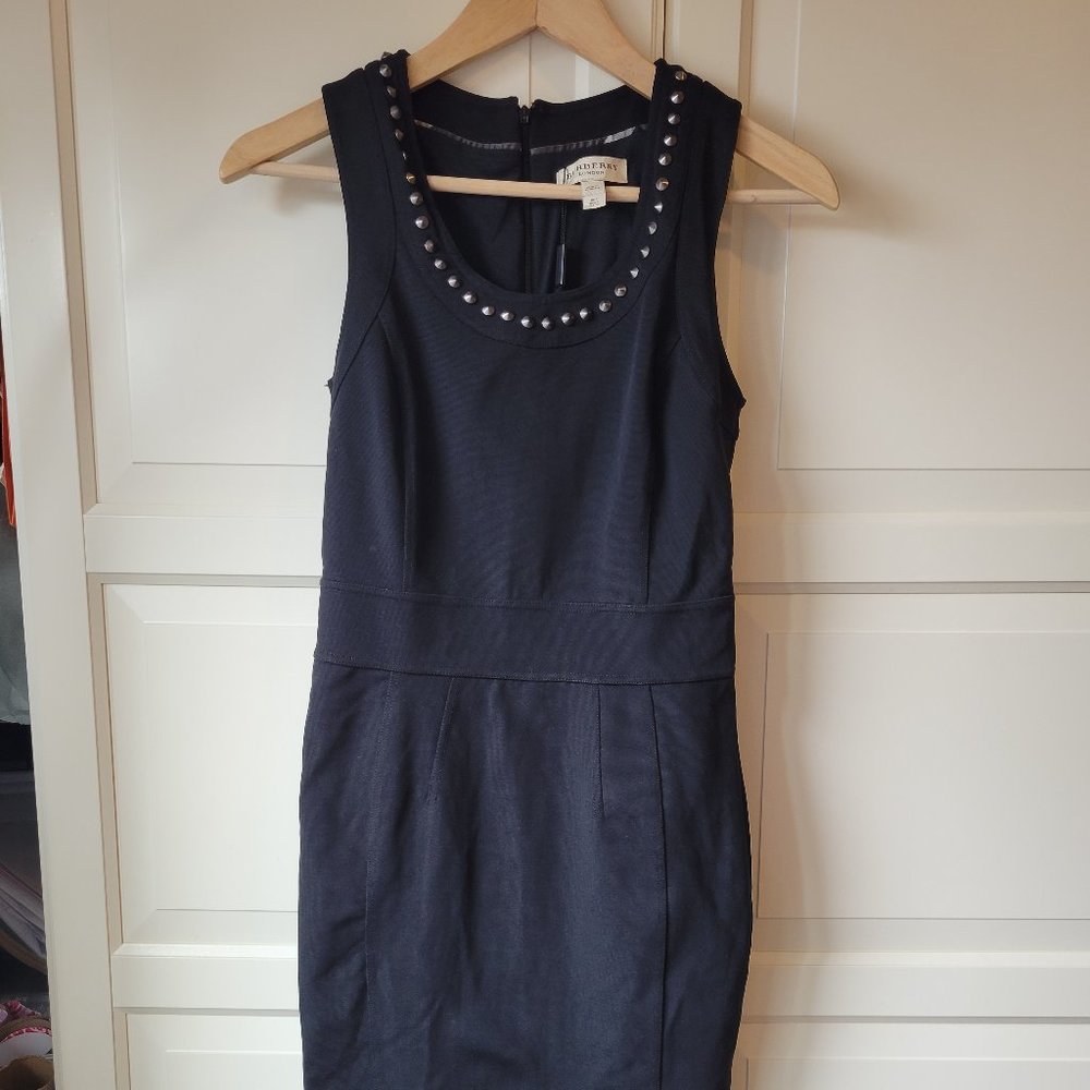 BURBERRY Studded Midi Sheath Dress in Black Sz US 4 NWT